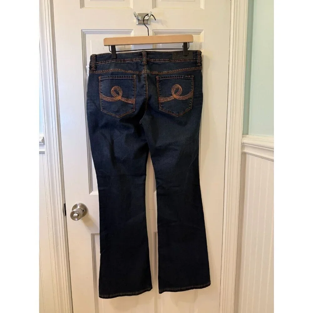 Seven7 Dark Wash Womens Bootcut Jeans with Orange Jewel Accents NWT - Size 12